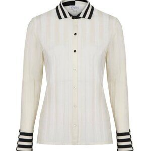 Knitts NWT Kor Contrast Detailed Merino Wool Knit Shirt – Ecru